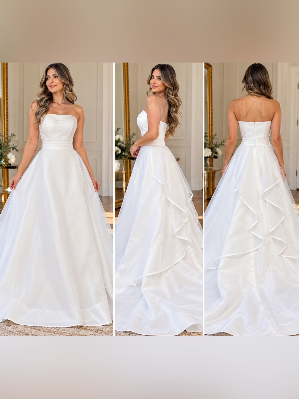 David’s Bridal Michelangelo White Strapless Wedding Dress Size 4 Style E8252